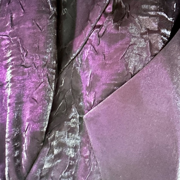 Ladies two piece dark purple crushed velvet satin dress - Picture 2 of 7